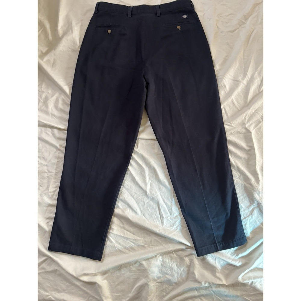Vintage 1990s Levis Dockers Blue Cotton Pleated Dress Pants Size 36x32